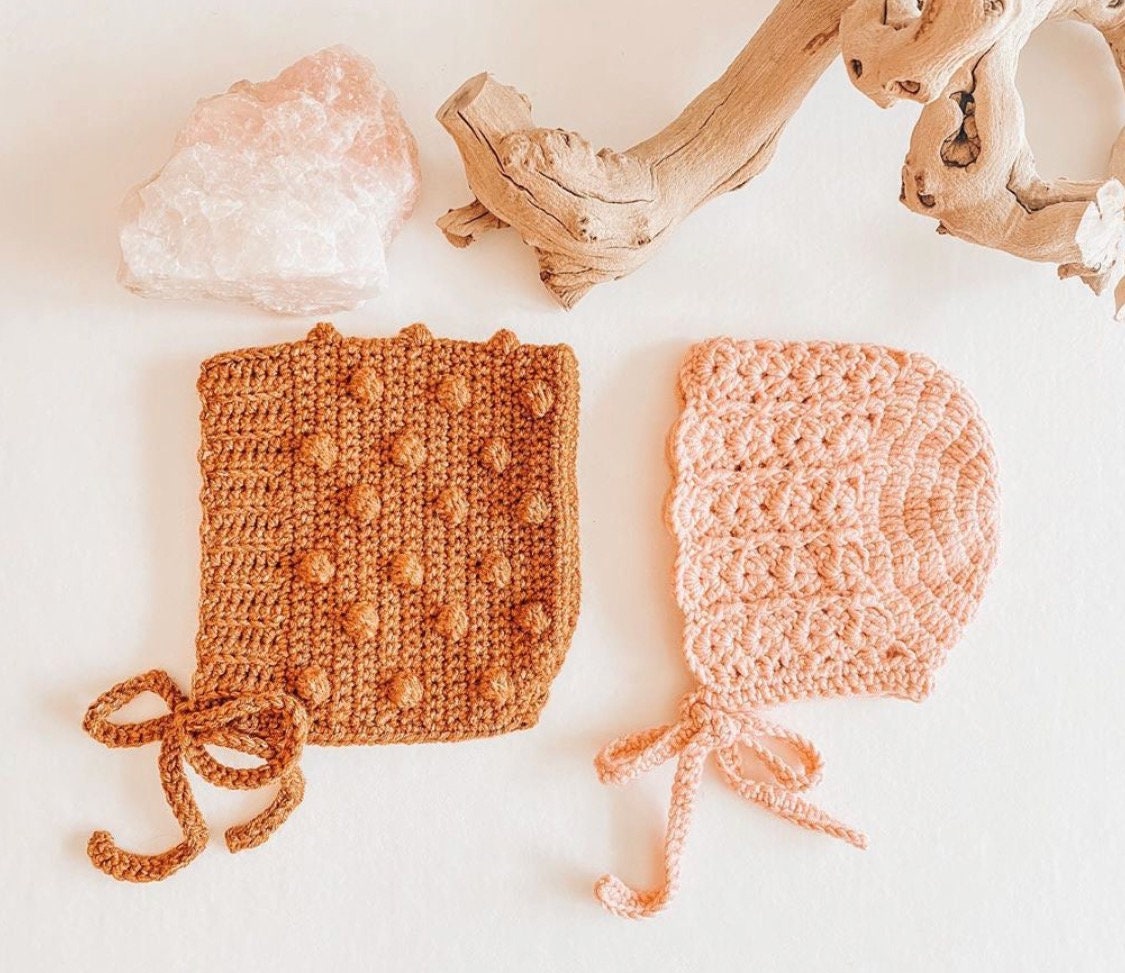 Boho Baby Bobble Bonnet, Handmade Crochet Baby Bonnet, Modern Boho Baby, European style bonnet, Warm Winter Baby Bonnet, Adorable handmade