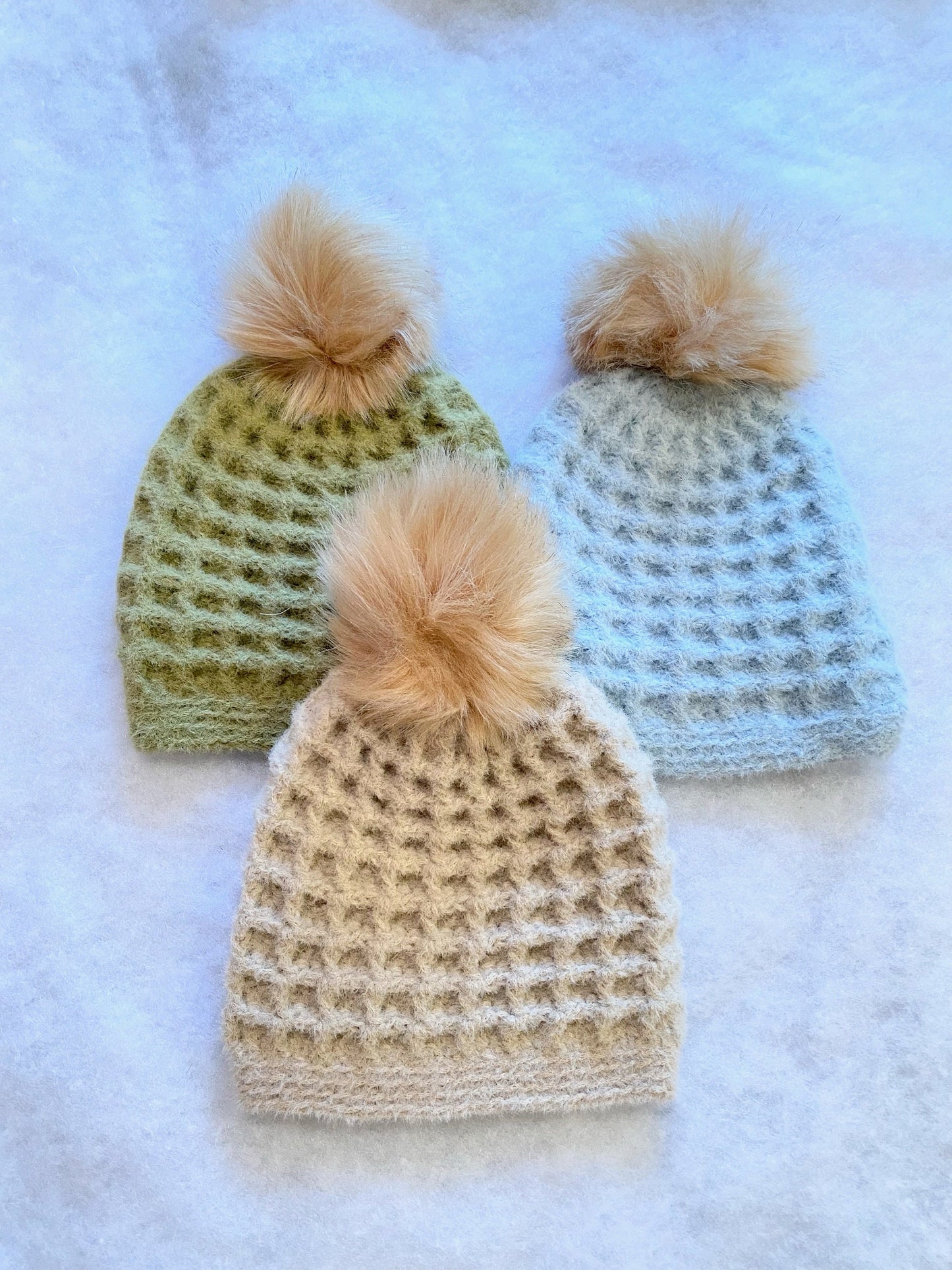 Fuzzy, Cozy Winter Beanies w/ faux fur pom! Mommy & Me hats, Baby, Child, Adult sizes. Warm winter hats, baby hats, women's hats stylish hat