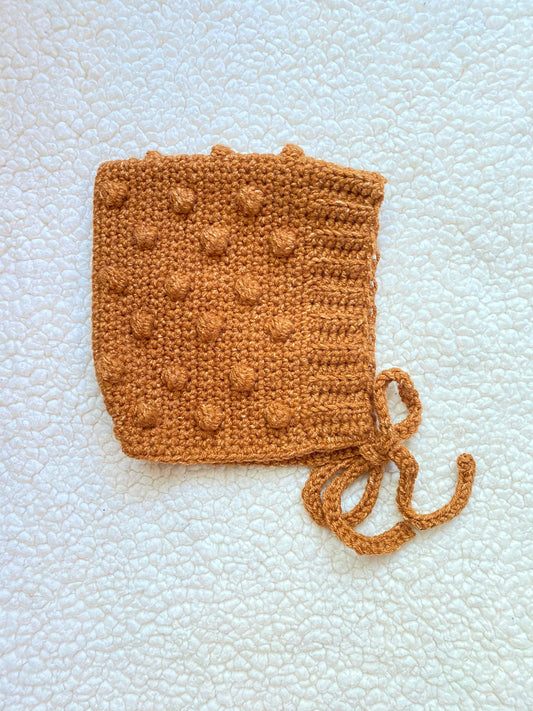 Boho Baby Bobble Bonnet, Handmade Crochet Baby Bonnet, Modern Boho Baby, European style bonnet, Warm Winter Baby Bonnet, Adorable handmade
